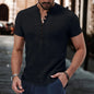 Summer new style men's solid-color retro casual short-sleeved shirt, comfortable and breathable men's short-sleeved top NovaCart