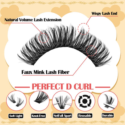 DIY Lash Extension Kit 30D40D50D60D80D100D Lash Clusters Kit Natural Look with Bond and Seal Lash Glue Remover Lash Tweezer NovaCart