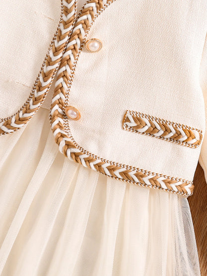 Girls' autumn fashion cute new dress, fluffy princess dress - white NovaCart