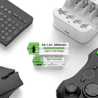 2025NEW Lithium-Ion Battery Type-C Rechargeable High-Capacity Battery AA&AAA Battery For remote control, mouse, electric toys Pi-Mart