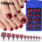 120pcs/Box French Tip Press-On Toenails Pink Color System Square Shape Foot Nails Short Length Glossy Finish False Toe Nails Set NovaCart