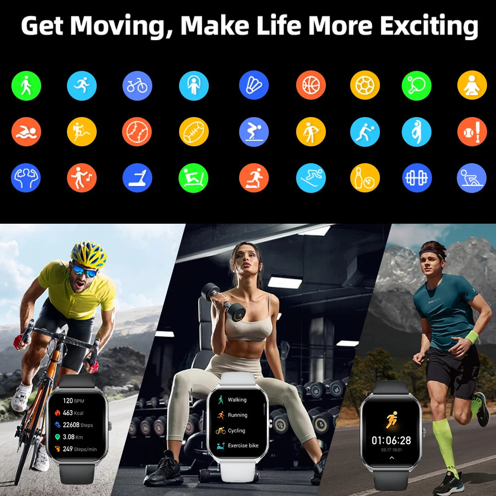2026 New Smartwatch 1.96 inch Ultra-thin Bluetooth Call Health Monitor IP68 Waterproof 100 Sport Smart Bracelet For  Android iOS NovaCart