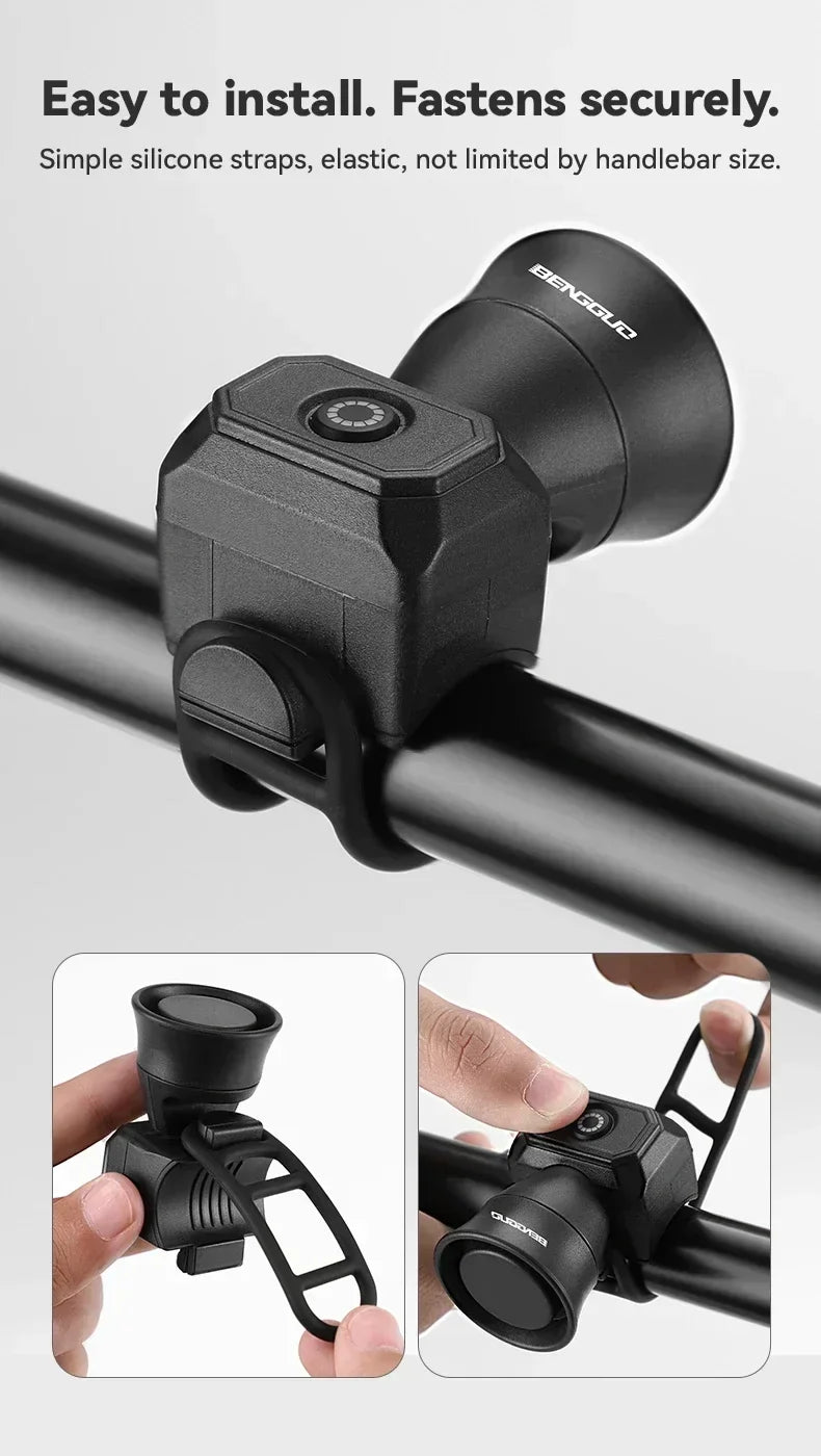 New Bicycle Horn Mountain Bike USB Charging Waterproof Electronic Bike Bell Riding Equipment Children's Scooter Accessories Pi-Mart