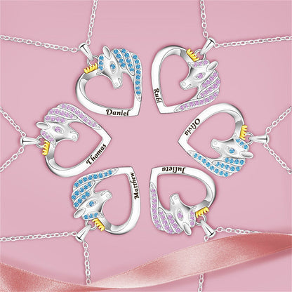 Unicorn Birthstone Rhinestone Custom Name Necklace Child Girl Necklace