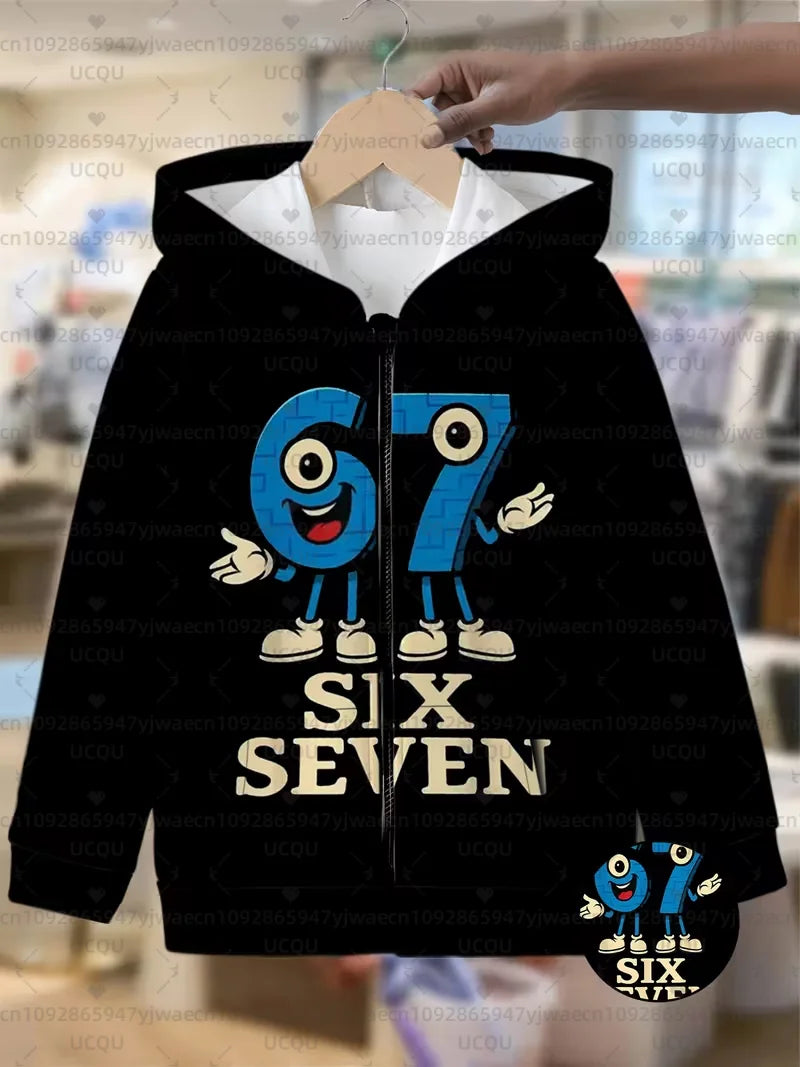 Hoodies For Kids 67 Six Seven Italian Brain Rot Math Joke Tops Y2k Game Saying Zipper Clothes Graphic Y2k Children's Hoodies NovaCart