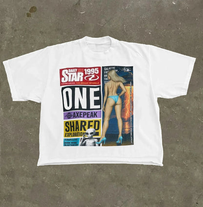 Y2k Top Oversized T-shirt Harajuku Goth Street Retro Men Hip Hop Women T-shirt Summer American Alphabet Print Graphic T-shirt NovaCart