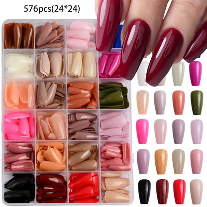 576pcs Short Round Square Fake Nails Glossy 24 Solid Colors Press on Nails Full Cover Artificial  Fingernail False Nail Tips #XS NovaCart