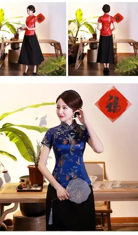 Elegant Ethnic Style Streetwear Cheongsam Qipao Tees Fashion Clothes Tshirts Vintage Shirts for Women Y2k Tops Women Clothing NovaCart