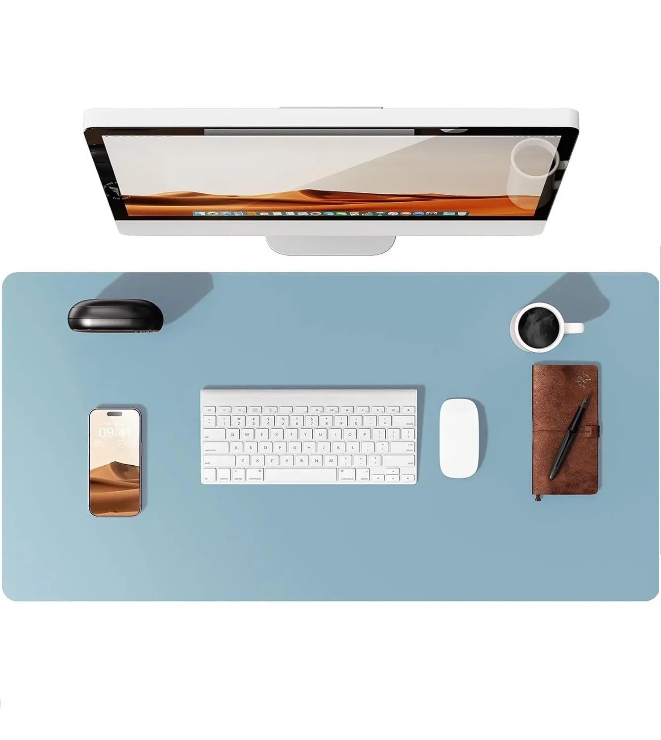 Large Mouse Pad,Office Desk Mat, Leather Desk Pad Protector, Non-Slip PU Leather Desk Blotter, Laptop Desk Pad Pi-Mart