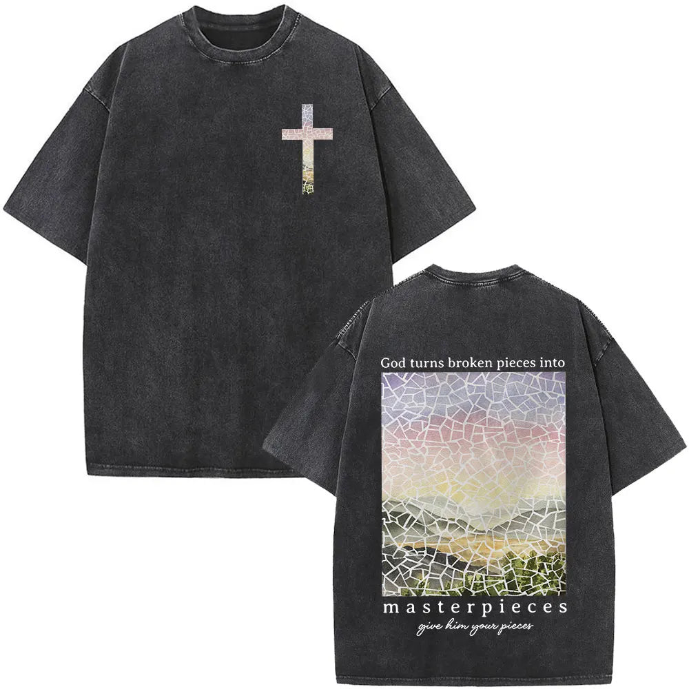 Christian Jesus Faith Over Fear Bible Verse Washed T-shirts Men Women Fashion Vintage Oversized T Shirts Harajuku Cotton T-shirt NovaCart