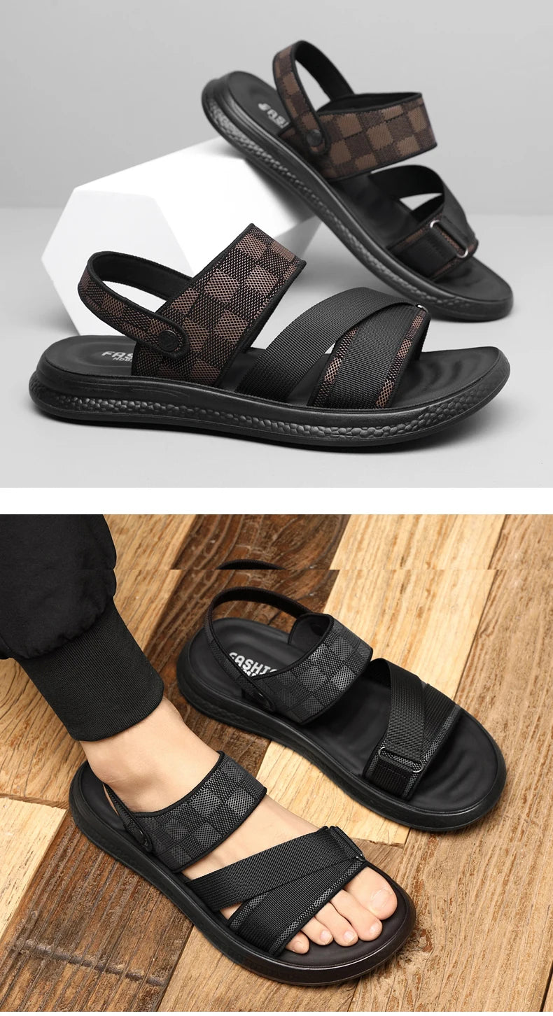 Men's high quality casual sandals summer outdoor waterproof anti slip soft sole comfort beach shoes fashion Lazy Driving slipper
