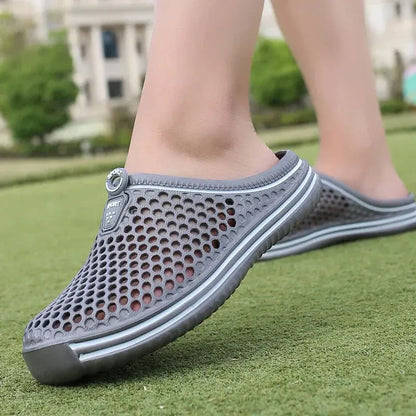 Summer Couple Breathable Half Slippers Men Outdoor Baotou Hole Sandals Beach Flip-flops Men's Casual Flip-flops Platform Sandals NovaCart