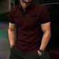 Spring Summer Men Clothes Short Sleeve Turn-down Collar Polo Shirt Fake Pocket Print Business Casual Polo Shirt Resilient Tops NovaCart