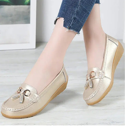 Women's Loafers White Shoes For Woman Genuine Leather Flats And Loafers Slip On Comfortable Woman Shoes Leather Women Moccasins NovaCart