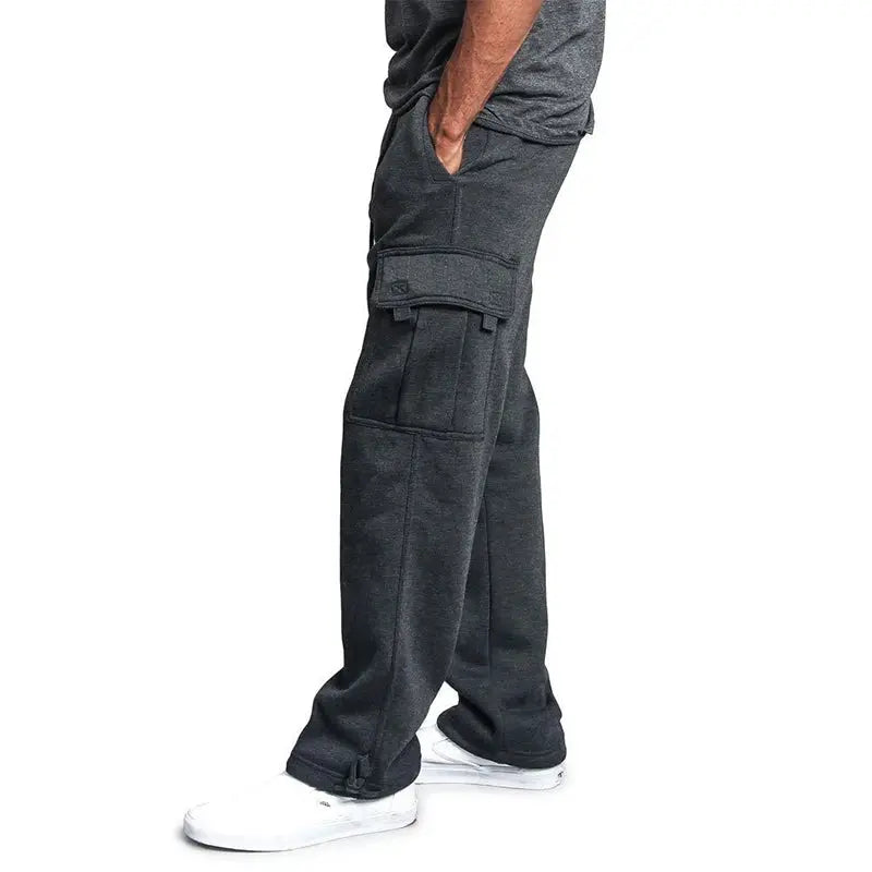 Mens Sweatpants Straight Fit Joggers for Sports and Streetwear Loose Oversized Drawstring Long Pants Men Multi-pocket Pants NovaCart
