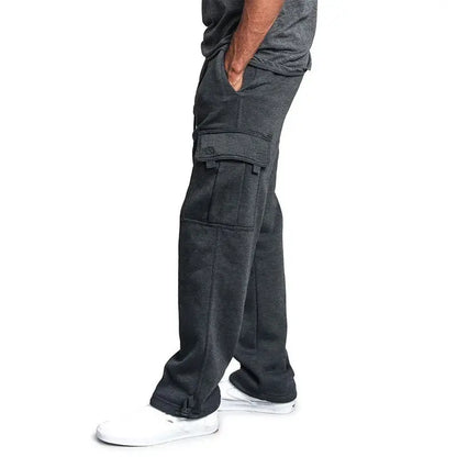 Mens Sweatpants Straight Fit Joggers for Sports and Streetwear Loose Oversized Drawstring Long Pants Men Multi-pocket Pants NovaCart