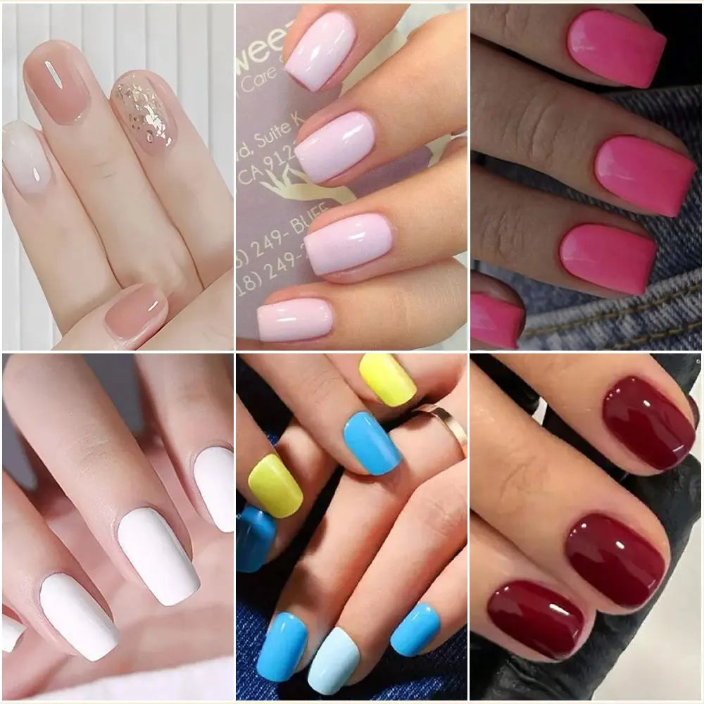 576pcs Short Round Square Fake Nails Glossy 24 Solid Colors Press on Nails Full Cover Artificial  Fingernail False Nail Tips #XS NovaCart