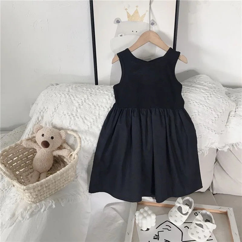 2024 Summer Girls Elegant Goth Dresss Black Sleeveless Tutu Dress Backless Off Shoulder Party Kid Dresses 2 4 5 6 7 8 Years Old NovaCart