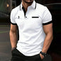 Spring Summer Men Clothes Short Sleeve Turn-down Collar Polo Shirt Fake Pocket Print Business Casual Polo Shirt Resilient Tops NovaCart