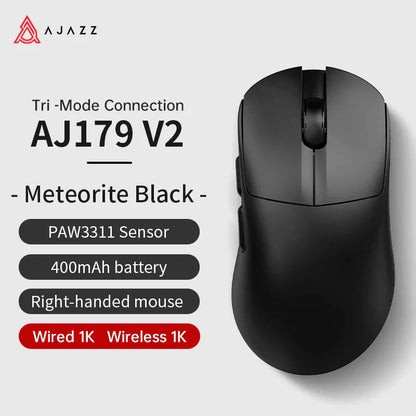AJAZZ AJ179 PRO PAW3395 Lightweight Wired Wireless Mouse with Magnetic Charging Base Ergonomic Macro Gaming Mouse for PC Laptop Pi-Mart