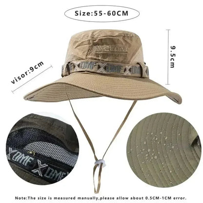 1Set bucket hat Summer Men UV Protection Hiking Beach Sunscreen Cap Bucket Hats Summer Hunting Hat Mesh Fisherman Safari Hat Pi-Mart