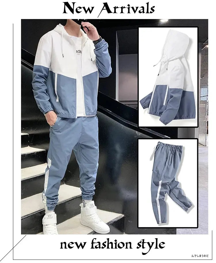 2026 Men Tracksuit Casual Joggers Hooded Sportswear Jackets And Pants 2 Piece Sets Hip Hop Running Sports Suit NovaCart