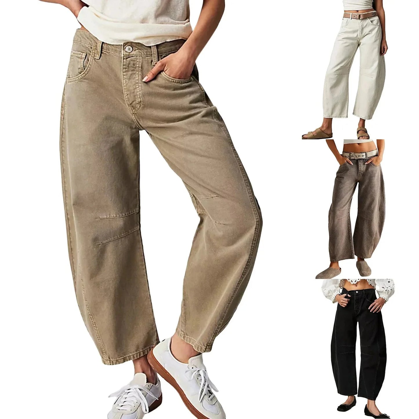 Women's Y2K Baggy Mid-Waist Wide-Leg Jeans – 90s Streetwear Vibe FitiqueFit