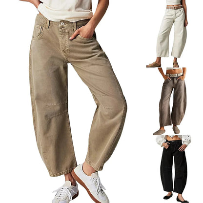 Women's Y2K Baggy Mid-Waist Wide-Leg Jeans – 90s Streetwear Vibe FitiqueFit