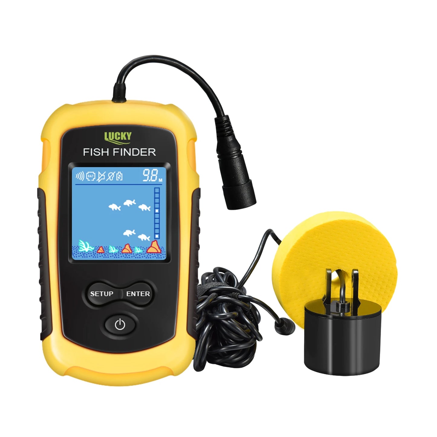 FFC1108-1 Alarm 100M Portable Sonar Fish Finders 45 degrees Sonar Coverage Echo Sounder Alarm Transducer Lake Sea Fishing NovaCart