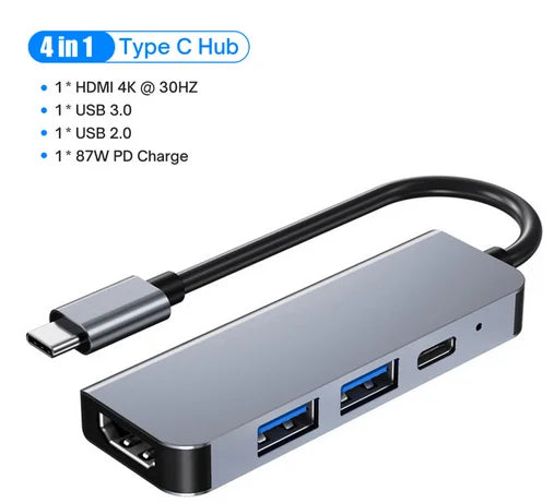 KEBIDUMEI 5 in 1 USB C Docking Station Type-C To HDMI-Compatibility HUB Multi port Splitter PD Charging USB Adapter For Laptop Pi-Mart