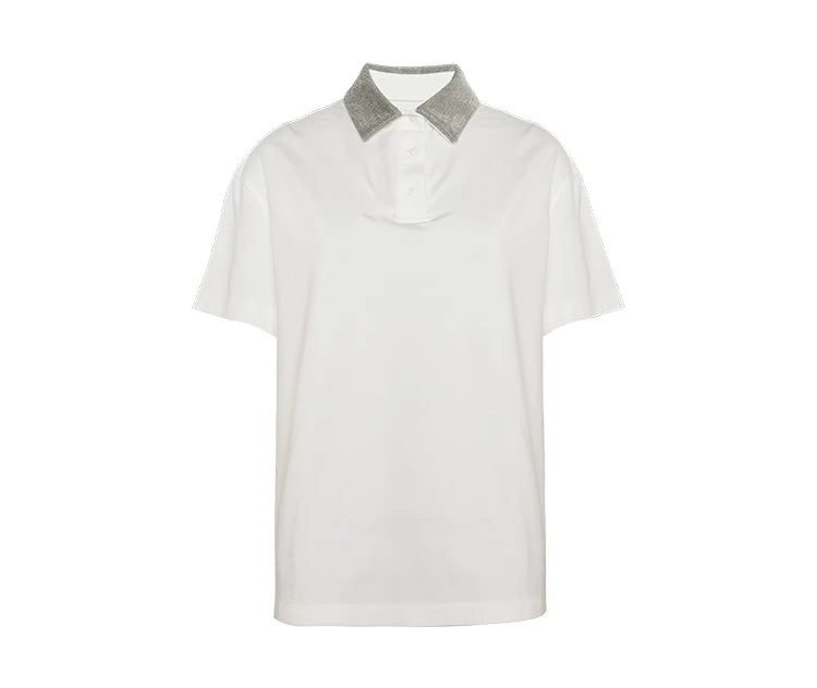 K2067L Luxury Brand Women's Clothing Shirt Collar Pima Cotton Summer Short Sleeved T-Shirt ladies clothes NovaCart