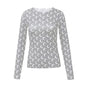Woman Clothes Korean Moon Print Long Sleeve T-Shirt Fashion Casual Layered Sun Protection Top Ice Silk Basic Tee Spring Autumn NovaCart