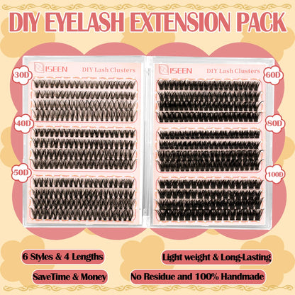 DIY Lash Extension Kit 30D40D50D60D80D100D Lash Clusters Kit Natural Look with Bond and Seal Lash Glue Remover Lash Tweezer NovaCart