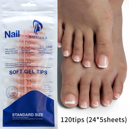 120pcs/Box French Tip Press-On Toenails Pink Color System Square Shape Foot Nails Short Length Glossy Finish False Toe Nails Set NovaCart