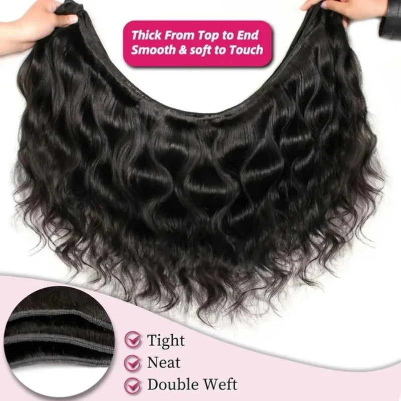 42 Inch Body Wave Bundles Human Hair Natural Black Brazilian Virgin Hair Weave 12A 100% Unprocessed Real Human Hair Extensisons NovaCart