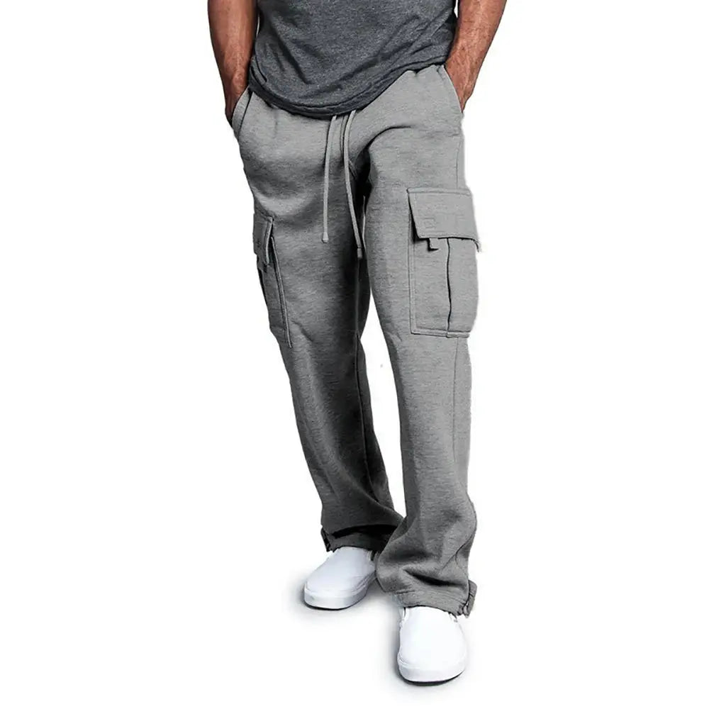 Mens Sweatpants Straight Fit Joggers for Sports and Streetwear Loose Oversized Drawstring Long Pants Men Multi-pocket Pants NovaCart