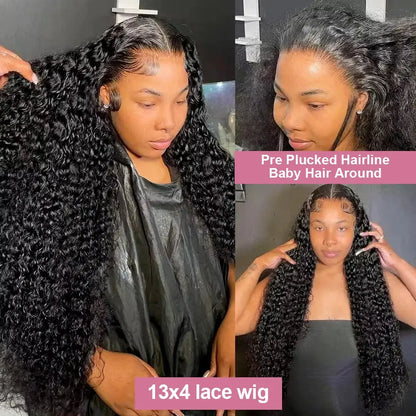 40 50 Inch HD 13x6 Deep Wave Lace Frontal Wigs Brazilian 13x4 Water Wave Curly Lace Front Human Hair Wigs For Women 300 Density NovaCart