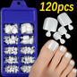 120pcs/Box French Tip Press-On Toenails Pink Color System Square Shape Foot Nails Short Length Glossy Finish False Toe Nails Set NovaCart