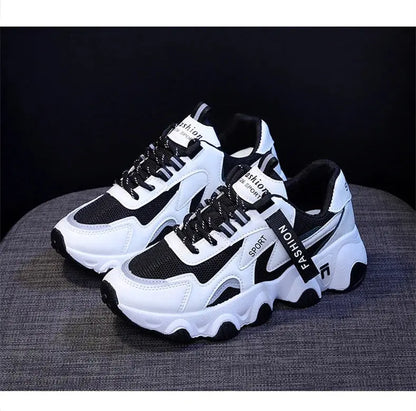 CINESSD 2023 Trendy Mesh Platform Sneakers Leather Shoes Breathable Casual Sports Shoes Women Flats NovaCart
