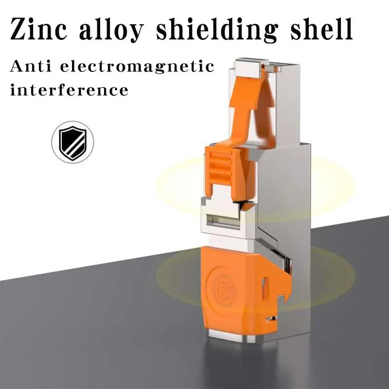 Clearance_RJ45 Cat8 Cat7 Cat6A Connectors Metal Tool Free Easy Termination Plug 2000MHz 40G LAN Cable 22AWG - 24AWG Reusable Eth Pi-Mart
