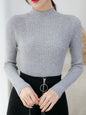 Pullover Mock Neck Long Sleeve Slim Sweater