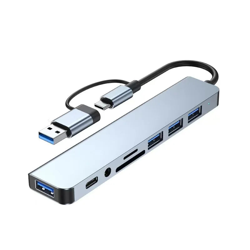8in1 USB C Hub 4 USB Ports 1 USB-C Jack TF/SD Card Reader 3.5mm Audio Output for MacBook pro iPad pro iPhone 15 Laptop Pi-Mart