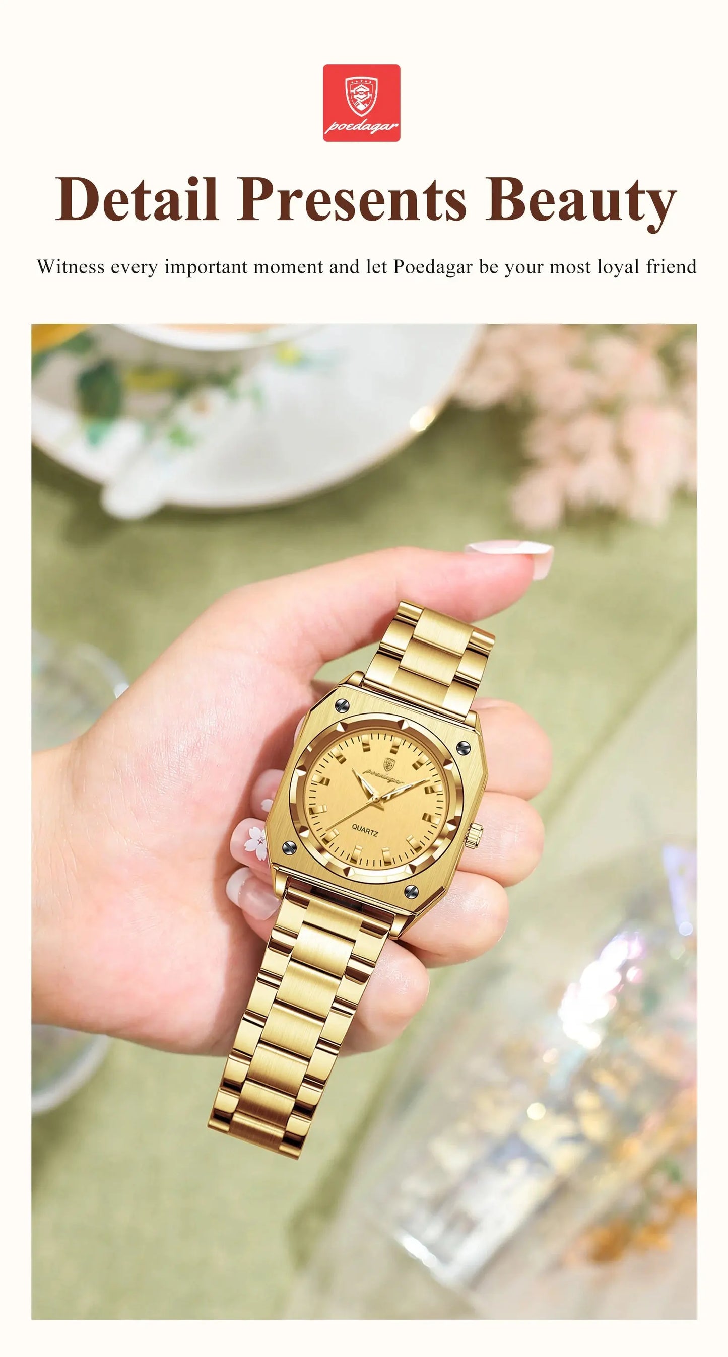POEDAGAR Luxury Elegant Square Ladies Watch Waterproof Luminous Watch for Woman Stainless Steel Quartz Women's Watches Reloj+box NovaCart