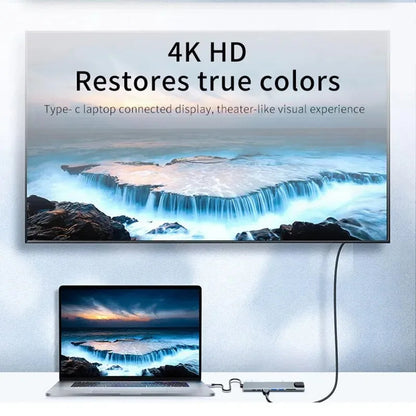 USB C Hub 8In1 7in2 7in1 Type C 3.1 To 4K HDMI Adapter with RJ45 SD/TF Card Reader PD Fast Charge for MacBook Notebook Laptop Pi-Mart