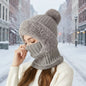 Winter Lined Knit Hat with Earflap & Hooded Neck Gaiter FitiqueFit