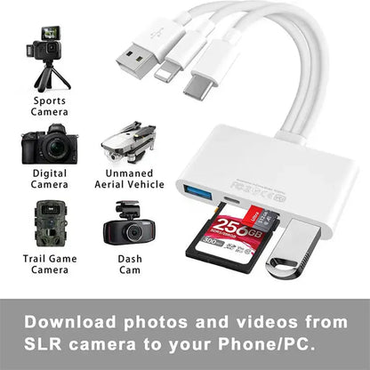 Three-wire 5-in-1 card reader, multi-function OTG converter, high-speed transmission, compatible with Iphone/Android/ipad Pi-Mart