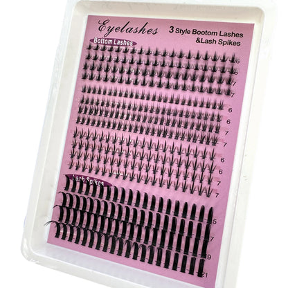 16Rows Bottom Lashes(6-7mm) and Spikes(15-21mm) Mix DIY Eyelash Extension Wispy Individual Lash Spikes Clusters DIY Lashes Tools NovaCart