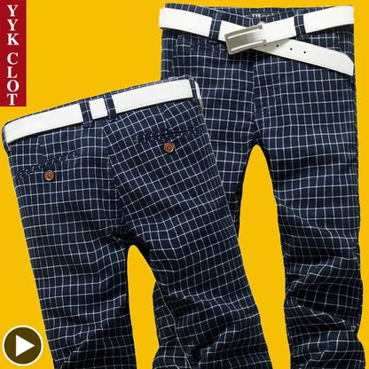 Checked pants for man Black Casual Pants Men Trousers Streetwear Mens linen Pants Slim Fit Male Plaid Pant men\'s Check Pants NovaCart