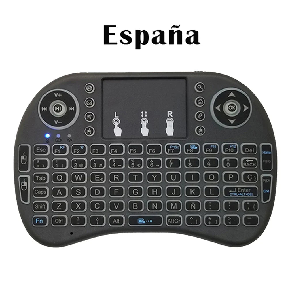 2.4G Air Mouse with Touchpad Keyboard i8 Arabic French Spanish Russian Backlit Mini Wireless Keyboard for PC Android TV Box Pi-Mart