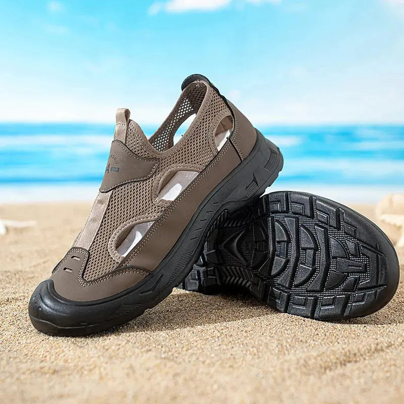 2025 Summer Men's Sandals New Hollow Breathable Beach Shoes Ultra Light Anti Slip Summer Casual Shoes Walking Shoes NovaCart